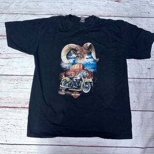 VTG Harley Davidson Motorcycles Big Twin Aruba Riding Free Men's Black T-Shirt